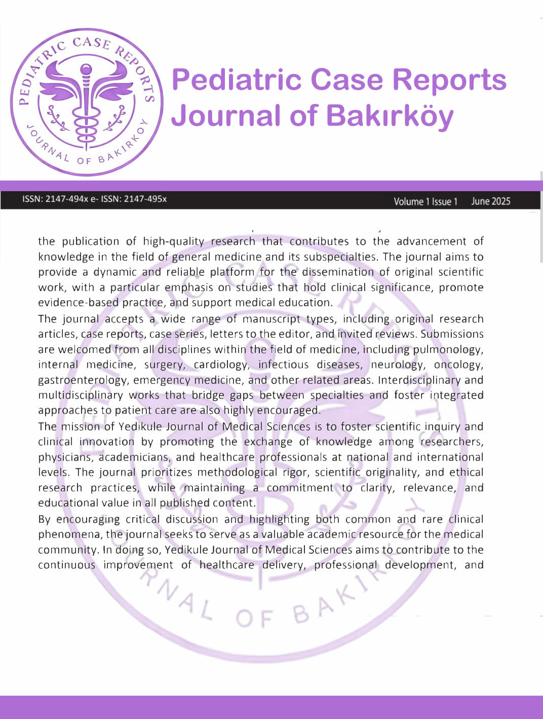 Pediatric Journal of Bakirkoy Cover